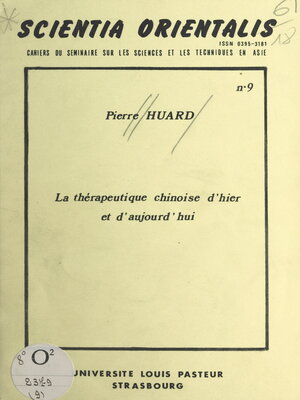 cover image of La thérapeutique chinoise d'hier et d'aujourd'hui
